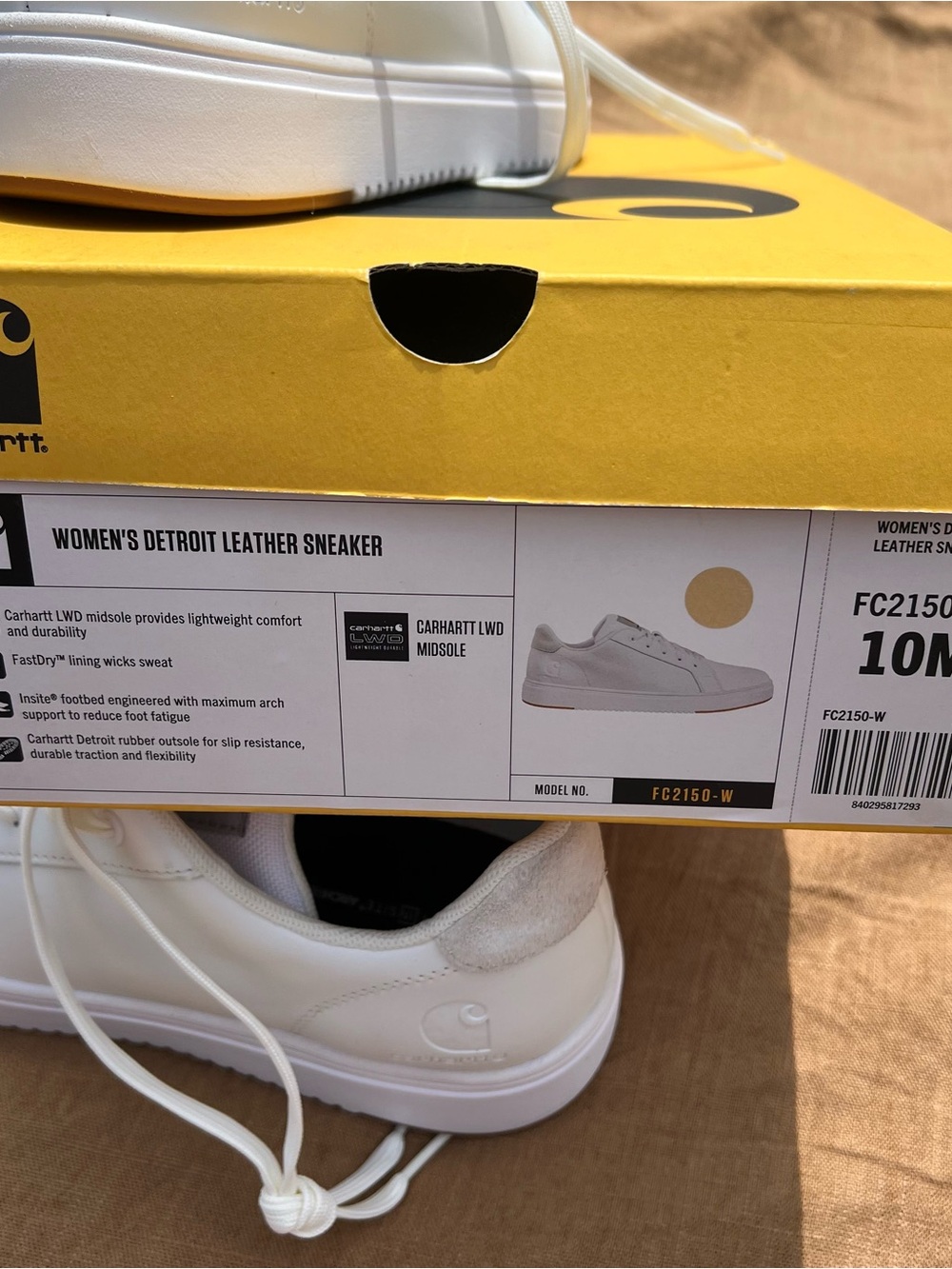 NWOT Carhartt White Detroit Leather Sneakers Streetwear Utility Size 10 - Picture 2 of 10